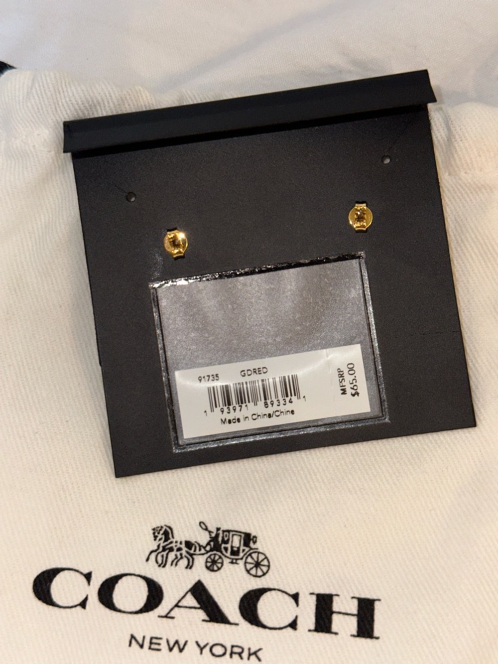 Coach Red & Gold Apple Stud Earrings - Picture 3 of 6